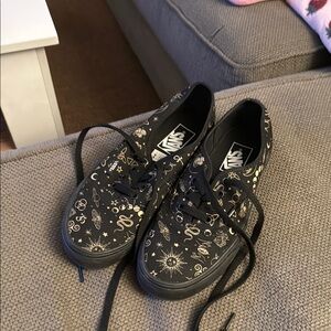 Vans Black Sneakers with Gold Celestial Print